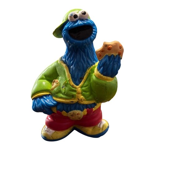Vintage Cookie Monster Figurines Set Of 2 Sesame Street Collectibles Blue Plasti - Picture 2 of 4